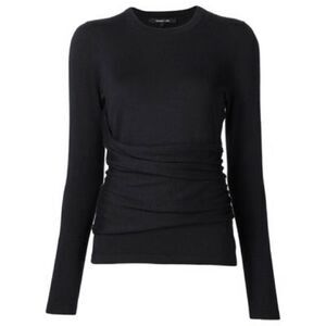 Derek Lam Black Sasha Cashmere and Silk Ruched Front Sweater Size M